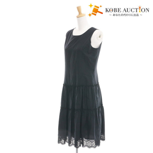 ■ フィローサ ワンピース ノースリーブ 792-202-860 トップス ボトムス ボーラレース ギャザー レディース 9(S~M相当） ネイビー