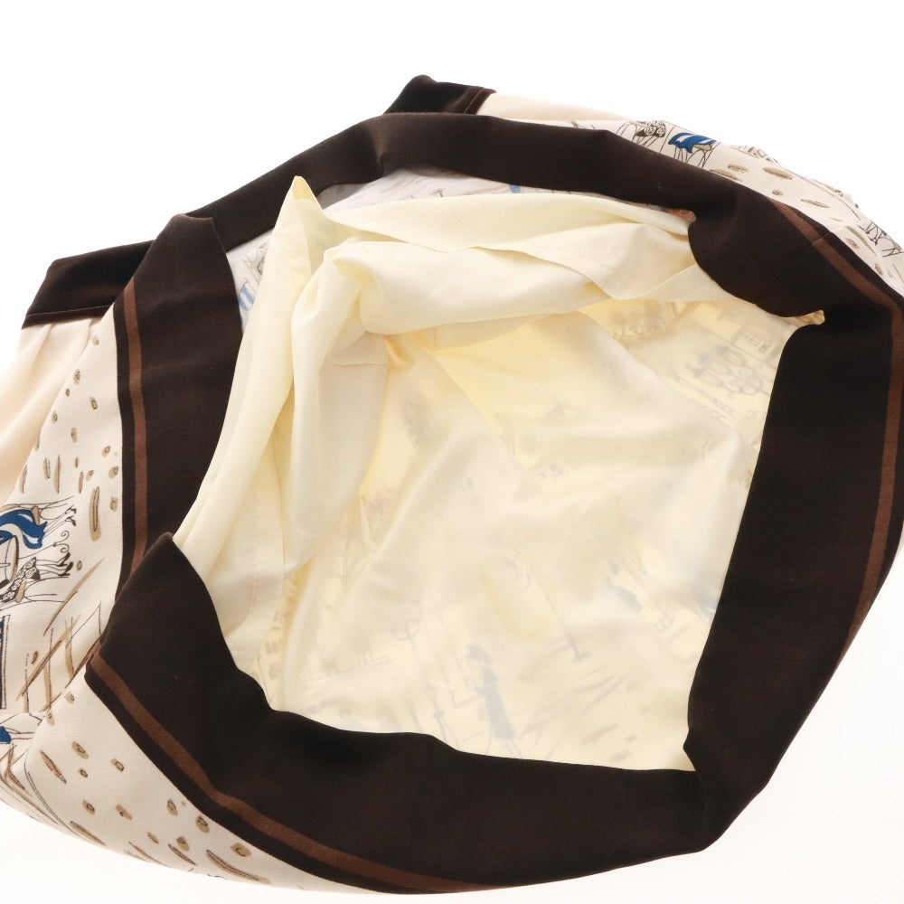 ■ エムズグレイシー スカート ひざ丈 ボトムス 日本製 ベロア 柄 レディース 38(M相当）オフホワイト ブラウン系