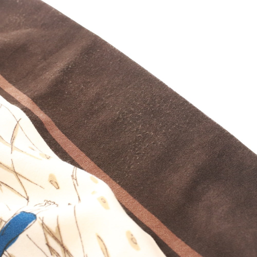 ■ エムズグレイシー スカート ひざ丈 ボトムス 日本製 ベロア 柄 レディース 38(M相当）オフホワイト ブラウン系