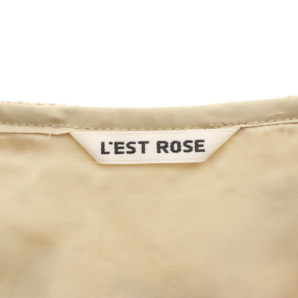 ■ レストローズ スカート ひざ丈 ボトムス 日本製 フリル Aライン 薔薇 レディース M ワイン ベージュ系