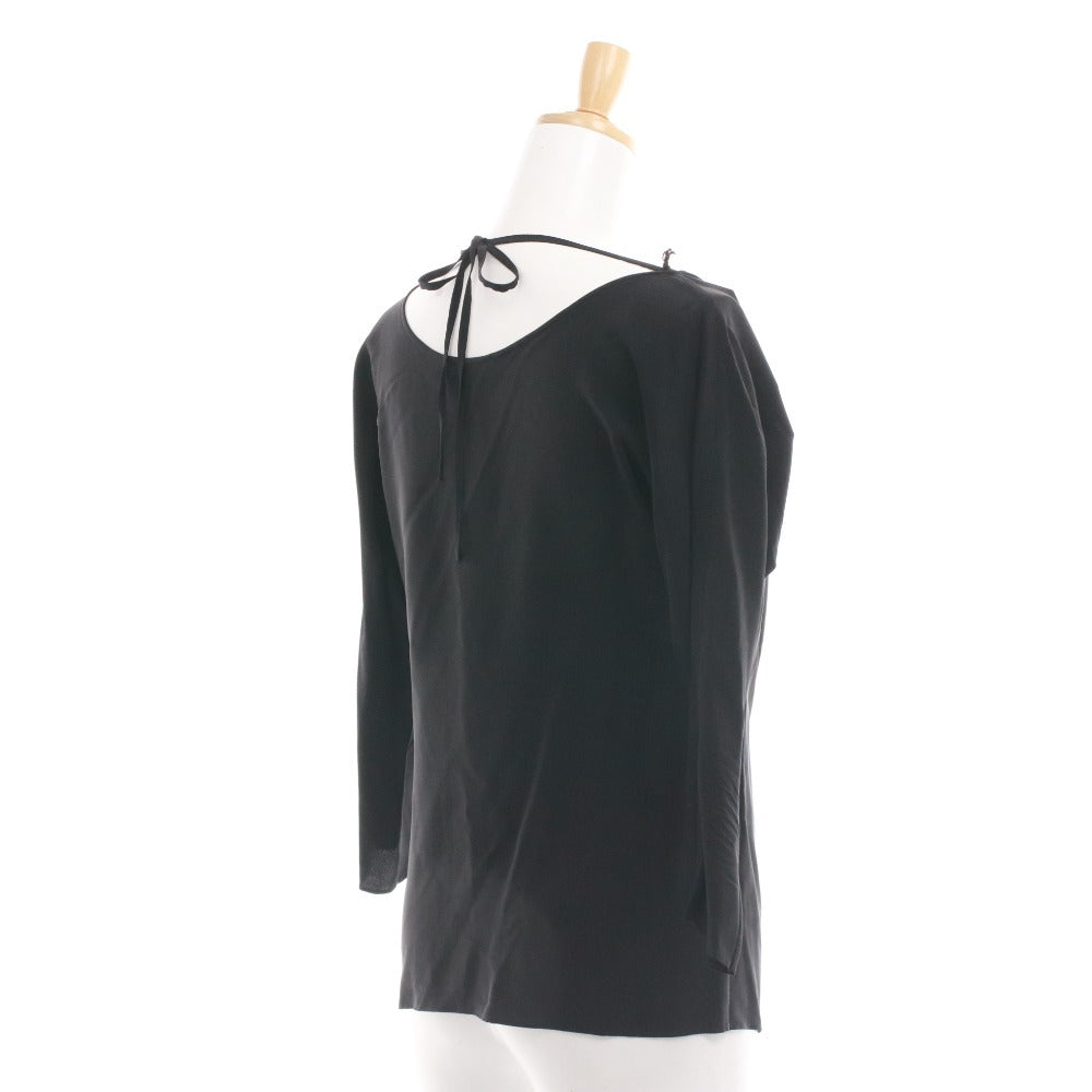 ■ アキコオガワ AKIKO OGAWA カットソー 七分袖 114-12006 トップス 日本製 絹 シルク レディース 36(S相当）ブラック タグ付き