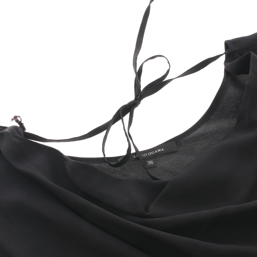 ■ アキコオガワ AKIKO OGAWA カットソー 七分袖 114-12006 トップス 日本製 絹 シルク レディース 36(S相当）ブラック タグ付き