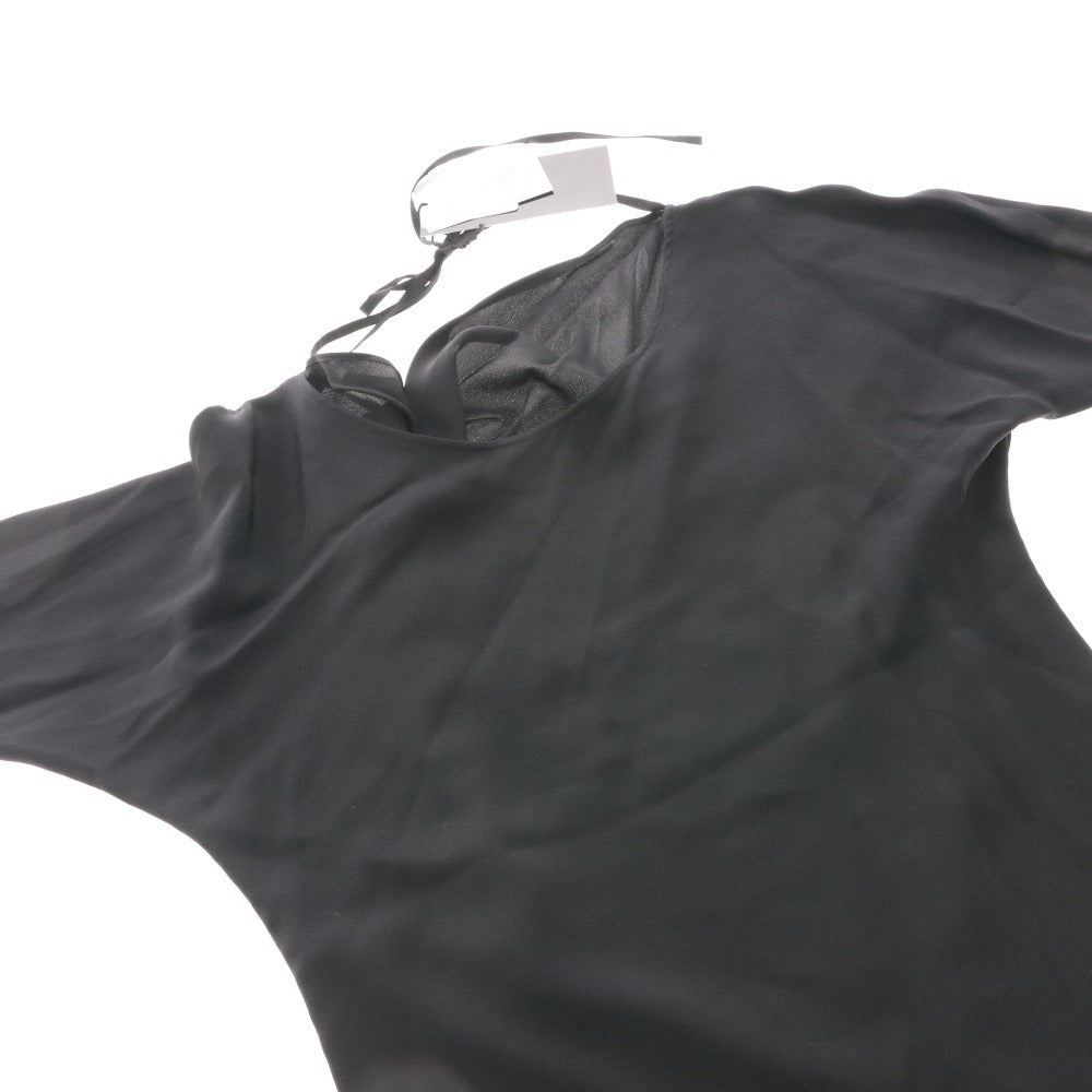 ■ アキコオガワ AKIKO OGAWA カットソー 七分袖 114-12006 トップス 日本製 絹 シルク レディース 36(S相当）ブラック タグ付き