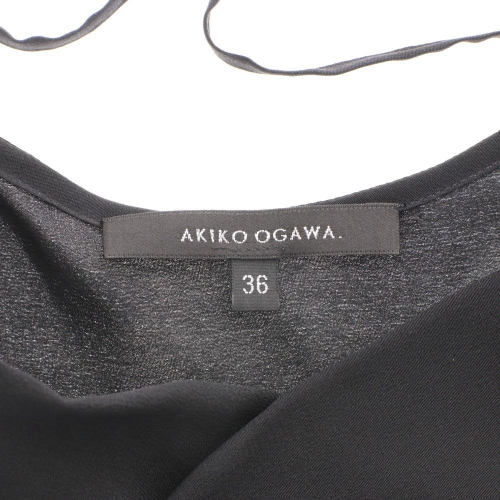 ■ アキコオガワ AKIKO OGAWA カットソー 七分袖 114-12006 トップス 日本製 絹 シルク レディース 36(S相当）ブラック タグ付き