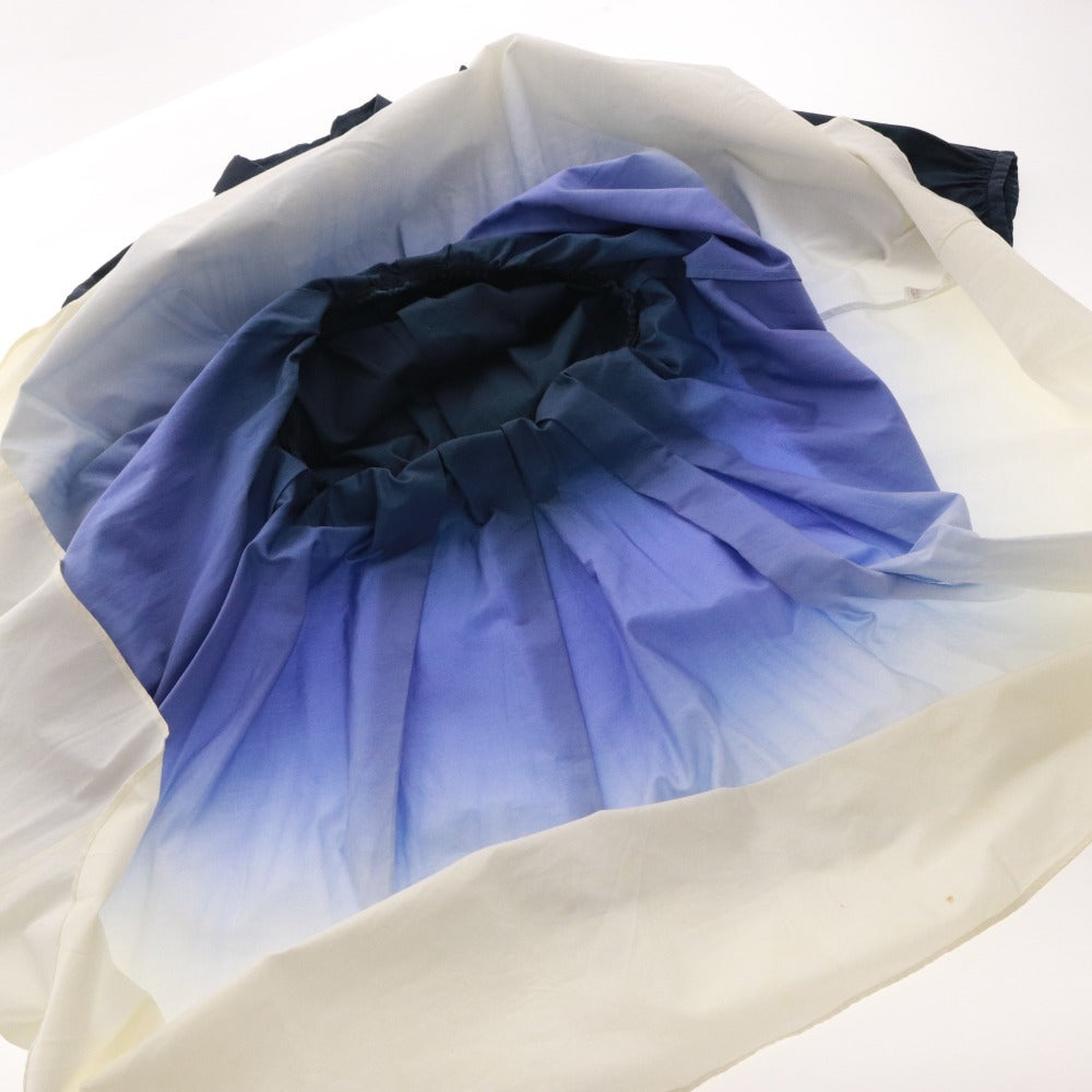 Akiko Ogawa Long Dress, Long Sleeves, Top and Bottoms, Made in Japan, Pleated, Gradient, Women's, Size 38 (Equivalent to M), Blue, Includes Accessories