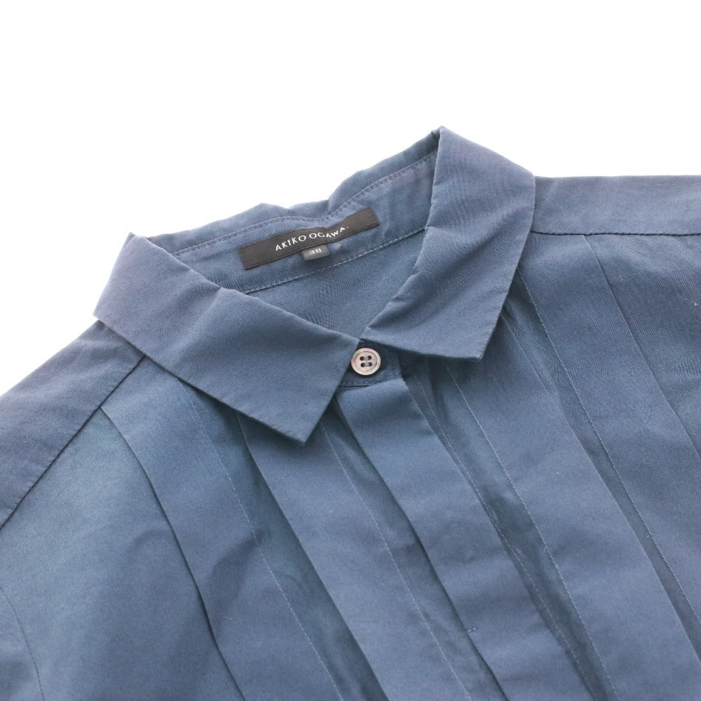 Akiko Ogawa Long Dress, Long Sleeves, Top and Bottoms, Made in Japan, Pleated, Gradient, Women's, Size 38 (Equivalent to M), Blue, Includes Accessories