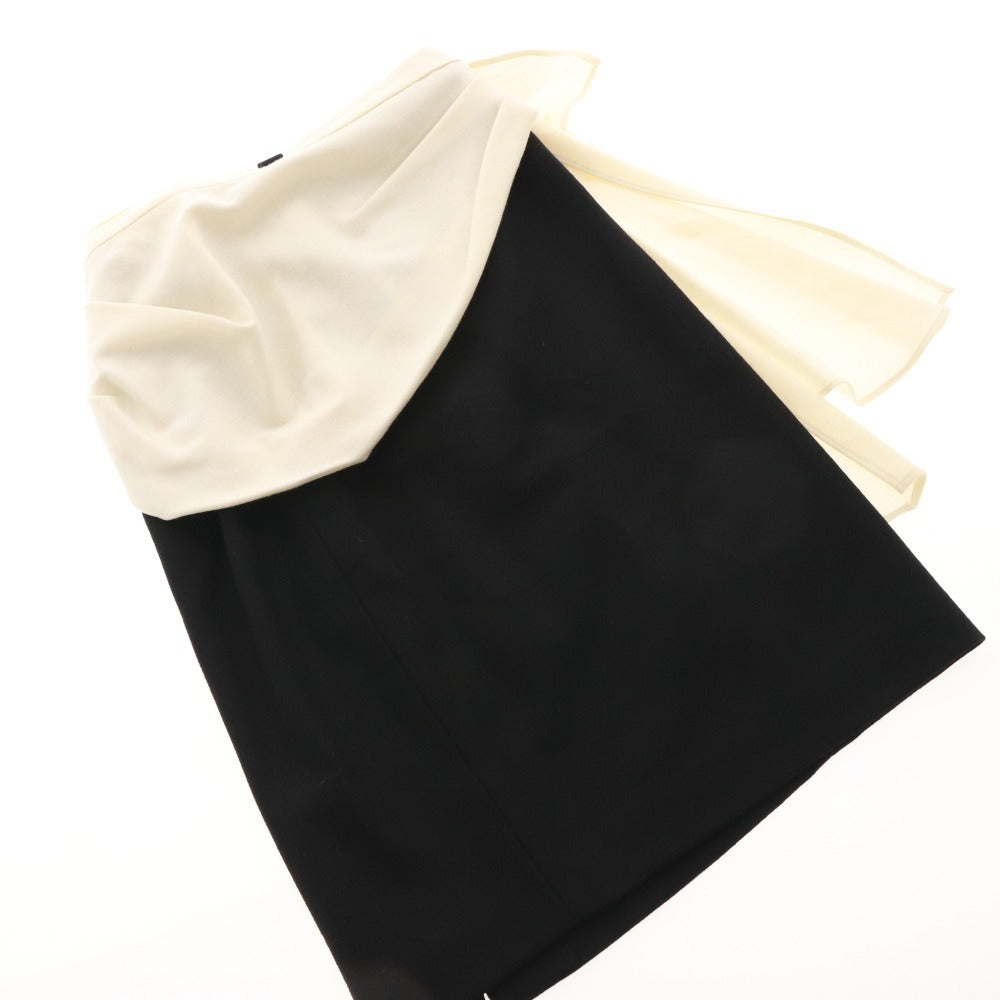 ■ アキコオガワ ひざ丈スカート 133-13031 ボトムス フリル アシンメトリー モノトーン レディース 36(S相当）ブラック系 タグ付き