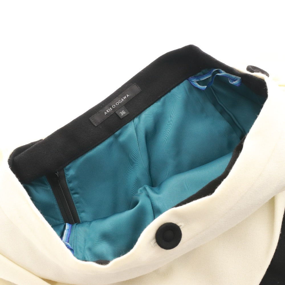 ■ アキコオガワ ひざ丈スカート 133-13031 ボトムス フリル アシンメトリー モノトーン レディース 36(S相当）ブラック系 タグ付き