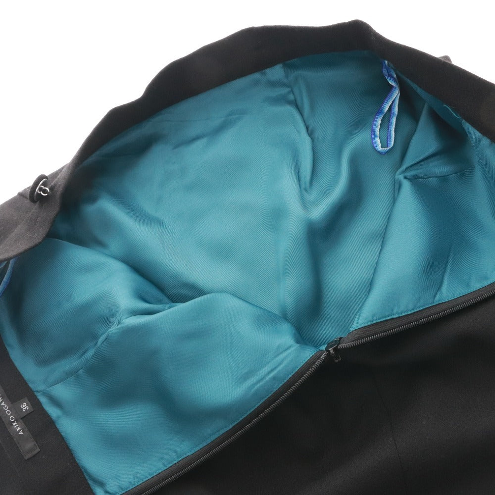 ■ アキコオガワ ひざ丈スカート 133-13031 ボトムス フリル アシンメトリー モノトーン レディース 36(S相当）ブラック系 タグ付き