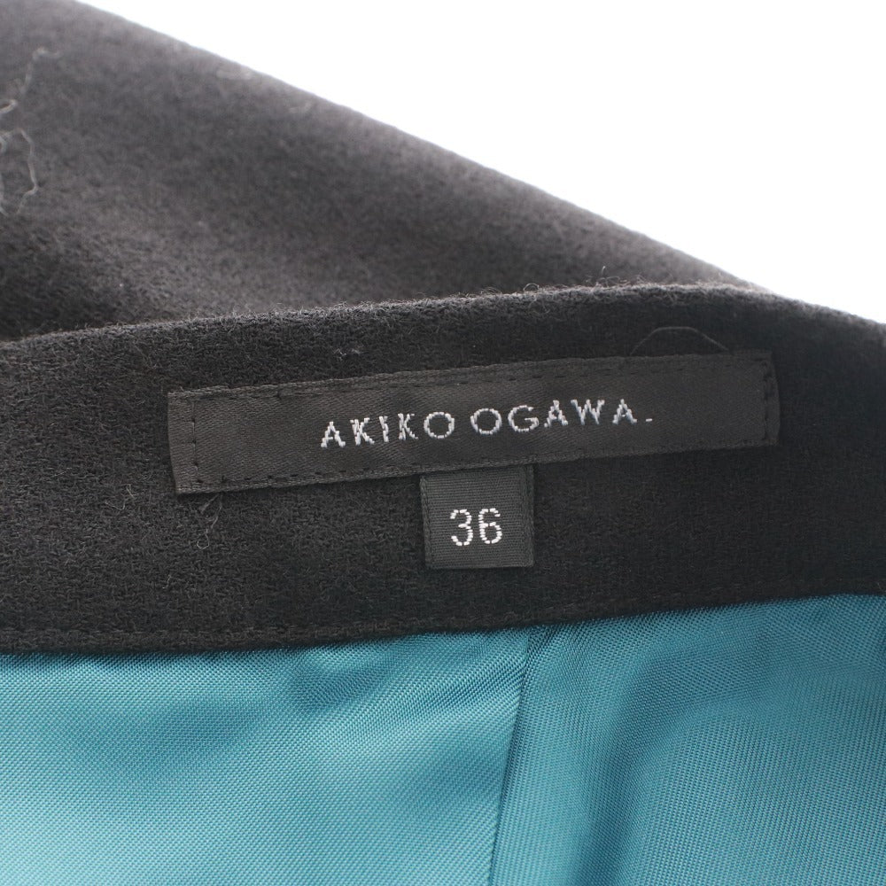■ アキコオガワ ひざ丈スカート 133-13031 ボトムス フリル アシンメトリー モノトーン レディース 36(S相当）ブラック系 タグ付き