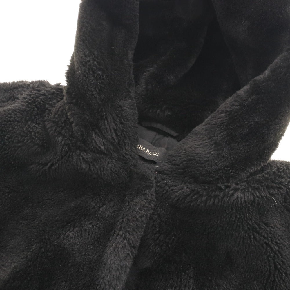 ■ ザラ ZARA ジャケット コート ブルゾン 長袖 トップス フェイクファー フード レディース M ブラック