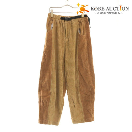■ ゴースローキャラバン サルエルパンツ ボトムス コーデュロイ 2トーンカラー ワイド ジョガー メンズ 1 (S相当) ライトブラウン