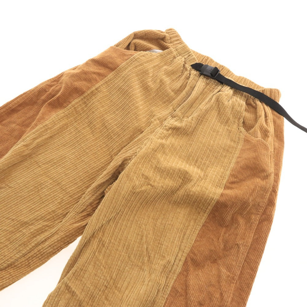 ■ ゴースローキャラバン サルエルパンツ ボトムス コーデュロイ 2トーンカラー ワイド ジョガー メンズ 1 (S相当) ライトブラウン