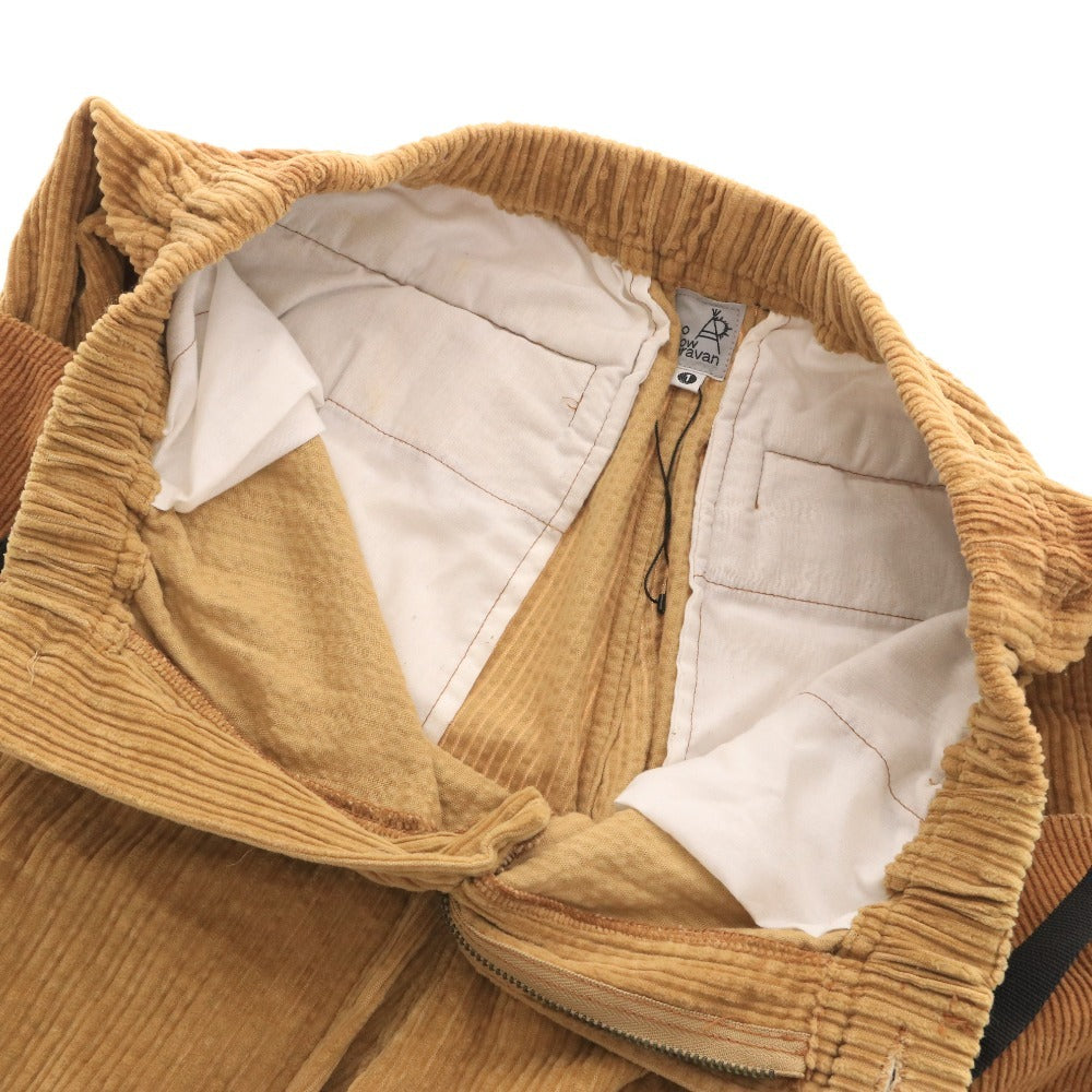 ■ ゴースローキャラバン サルエルパンツ ボトムス コーデュロイ 2トーンカラー ワイド ジョガー メンズ 1 (S相当) ライトブラウン