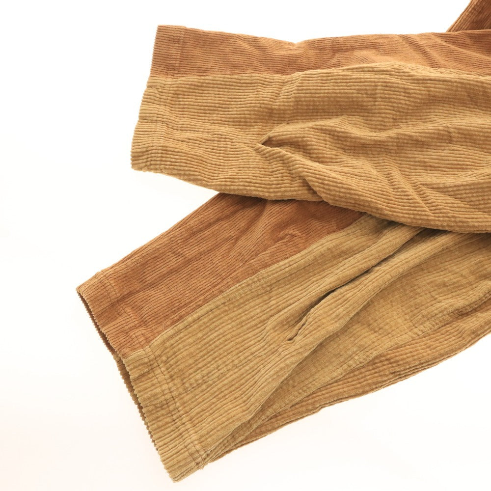 ■ ゴースローキャラバン サルエルパンツ ボトムス コーデュロイ 2トーンカラー ワイド ジョガー メンズ 1 (S相当) ライトブラウン