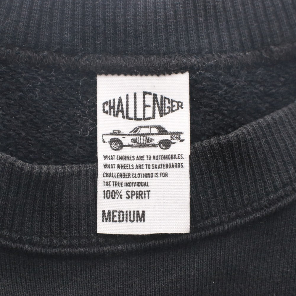■ チャレンジャー CHALLENGER トレーナー スウェット トップス クルーネック ロゴ バックプリント メンズ M ブラック