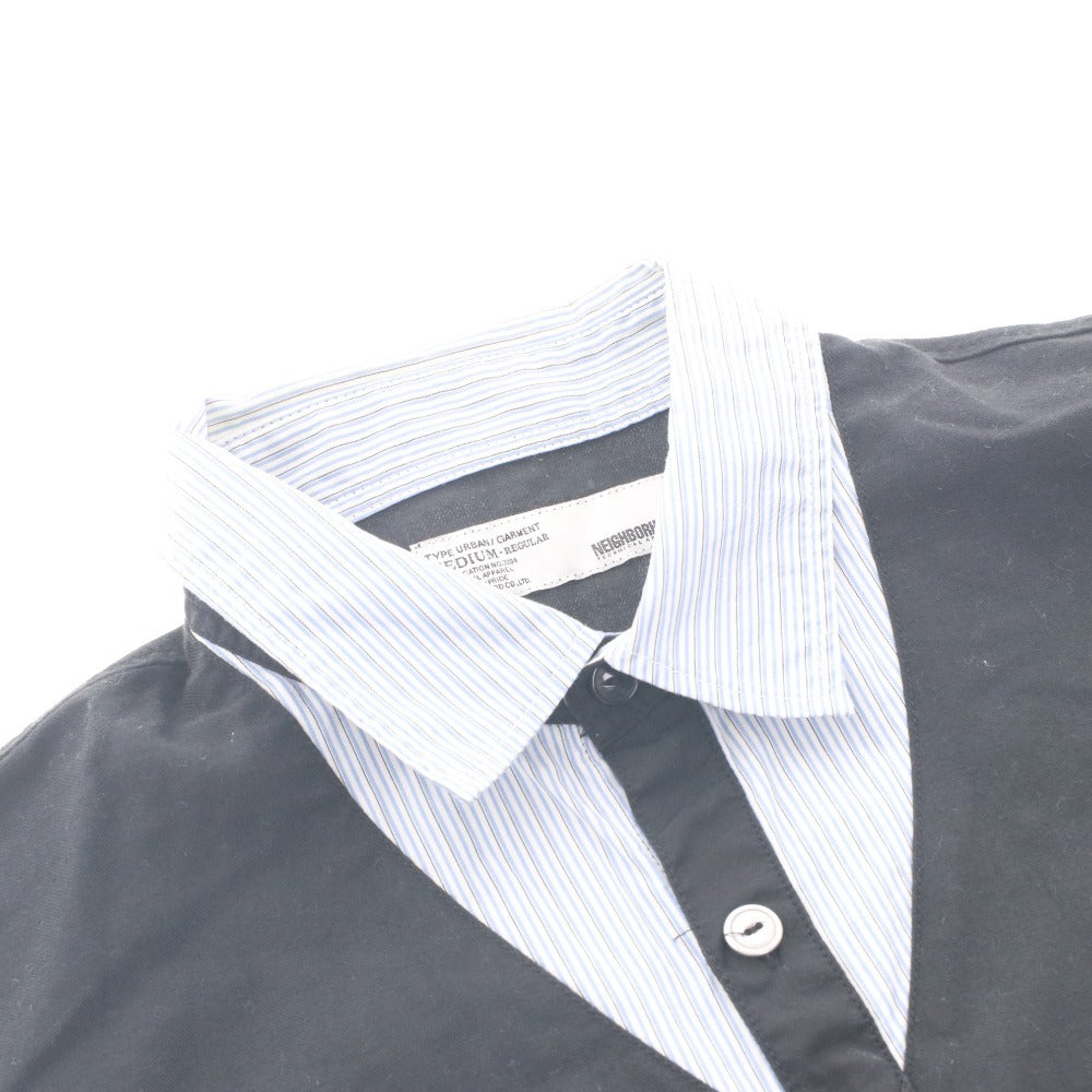 ■ ネイバーフッド NEIGHBORHOOD シャツ 長袖 トップス CHANNEL7 C-SHIRT LS 切替 メンズ M ブラック ブルー