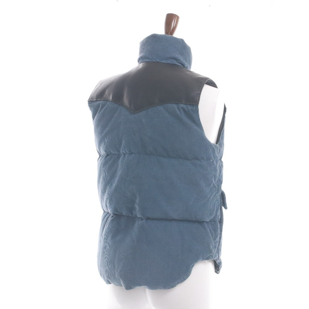 ■ CHALLENGER チャレンジャー ダウンベスト アウター コーデュロイ ボタン ポケット ファスナー メンズ M ネイビー系