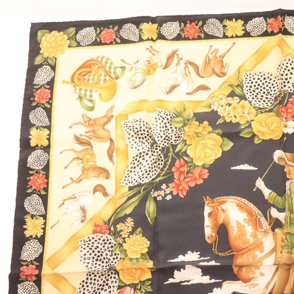 ■ サルヴァトーレ フェラガモ スカーフ ファッション小物 馬 花 レディース ブラック ベージュ