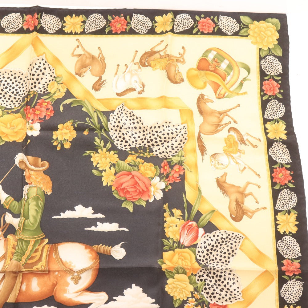 ■ サルヴァトーレ フェラガモ スカーフ ファッション小物 馬 花 レディース ブラック ベージュ