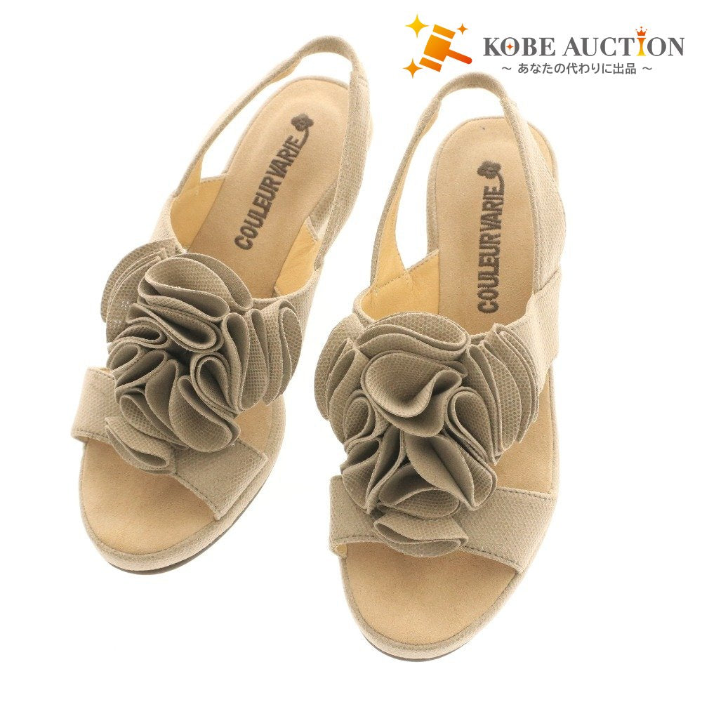 ■ COULEUR VARIE クロールバリエ サンダル ミュール 744206 リボン飾り レディース 22cm ベージュ系