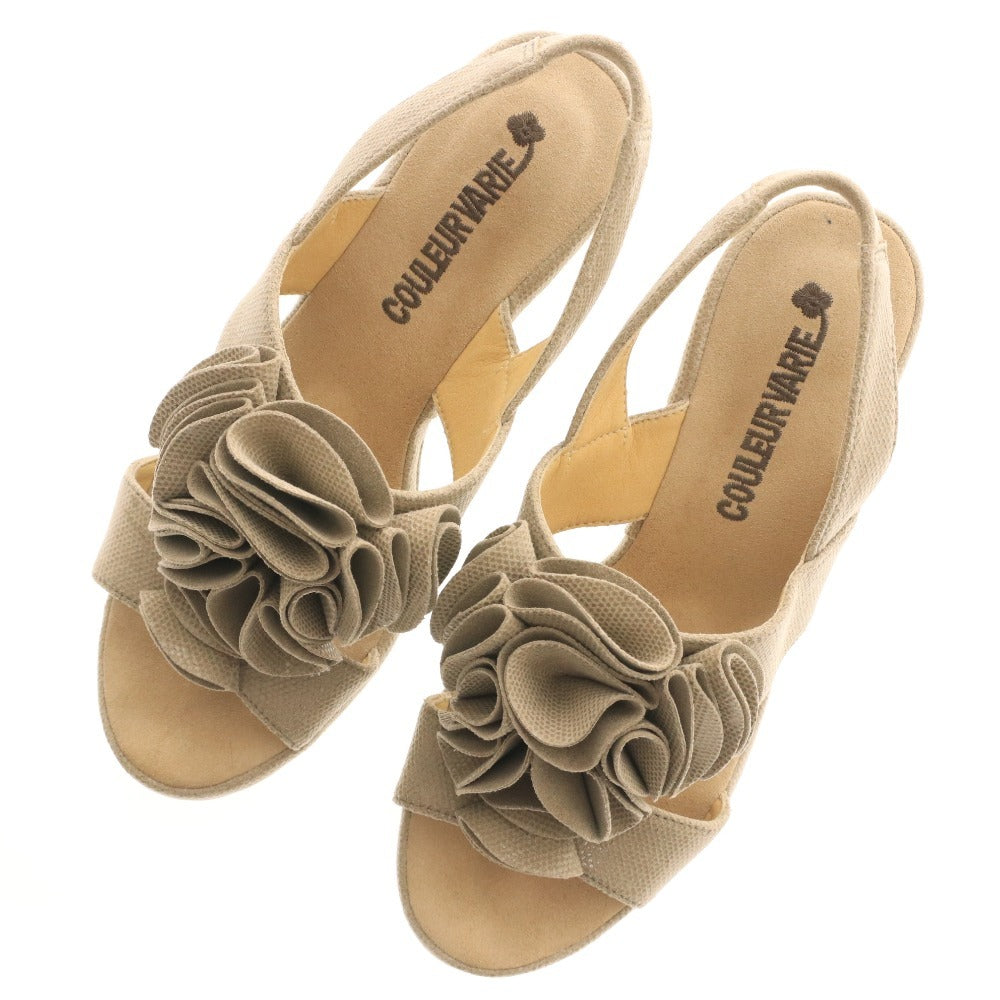 ■ COULEUR VARIE クロールバリエ サンダル ミュール 744206 リボン飾り レディース 22cm ベージュ系