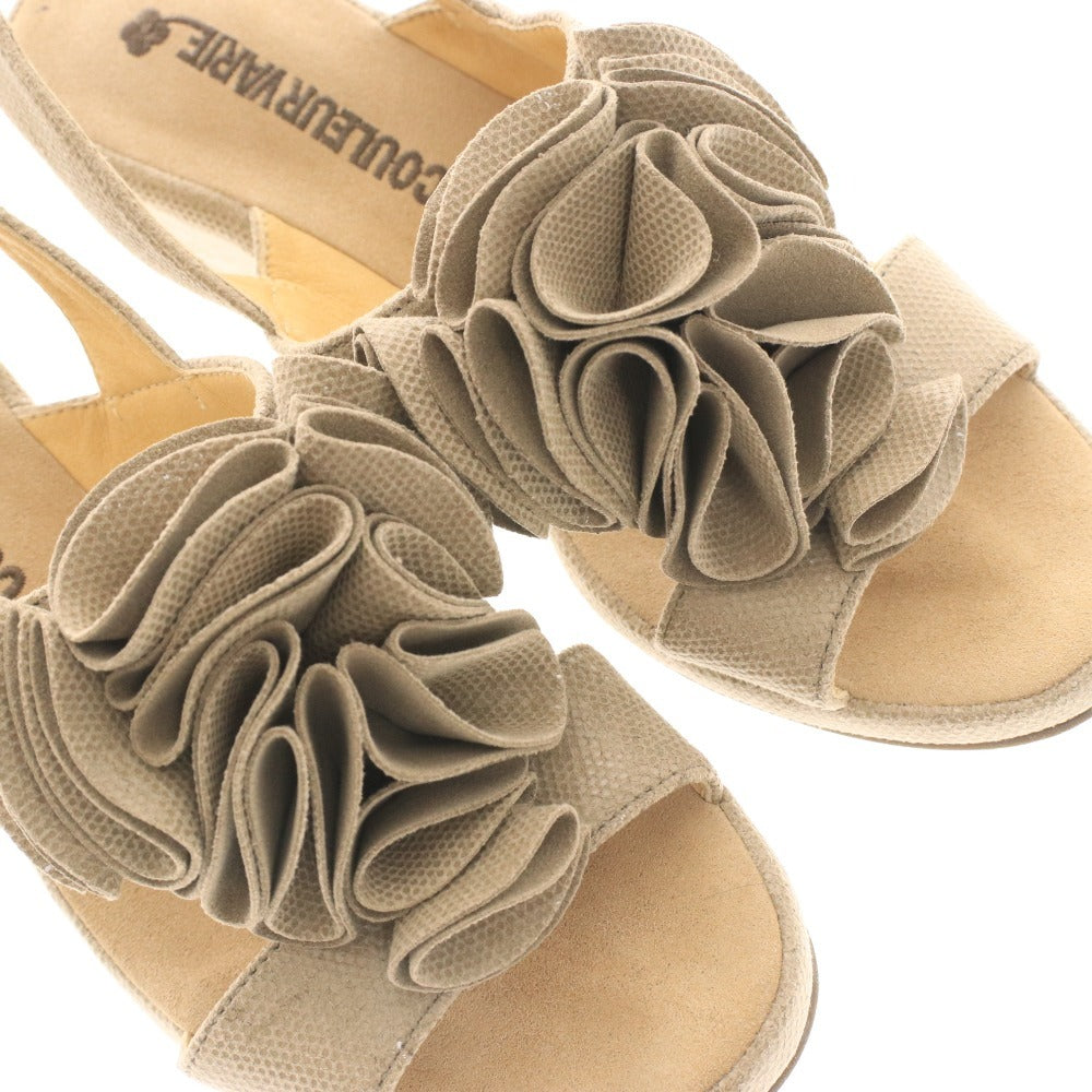 ■ COULEUR VARIE クロールバリエ サンダル ミュール 744206 リボン飾り レディース 22cm ベージュ系