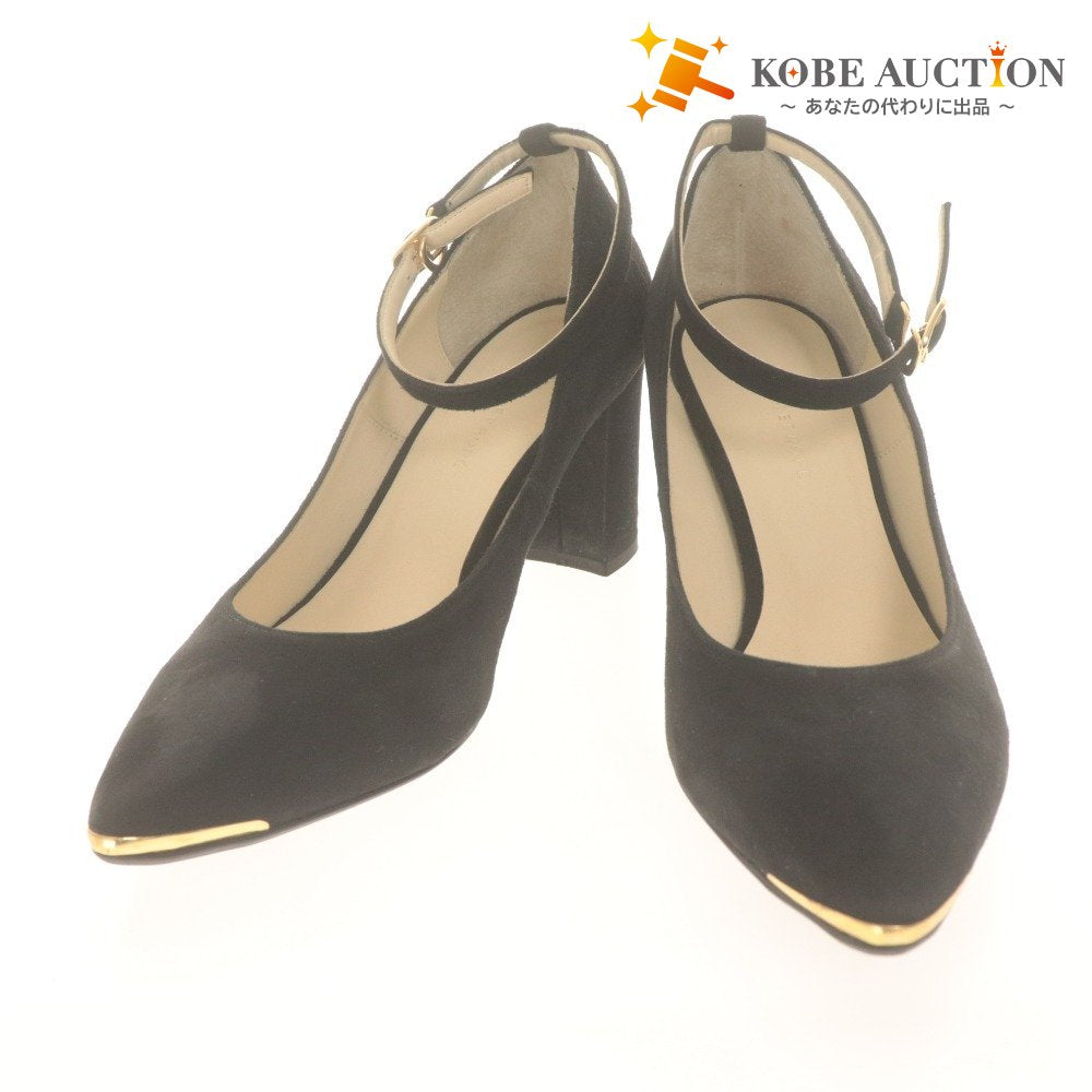 ■ アダムエロペ パンプス 靴 ストラップ ヒール レディース 24.0cm ブラック ゴールド 箱付き