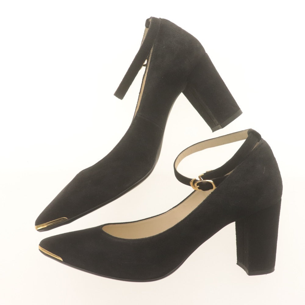 ■ アダムエロペ パンプス 靴 ストラップ ヒール レディース 24.0cm ブラック ゴールド 箱付き