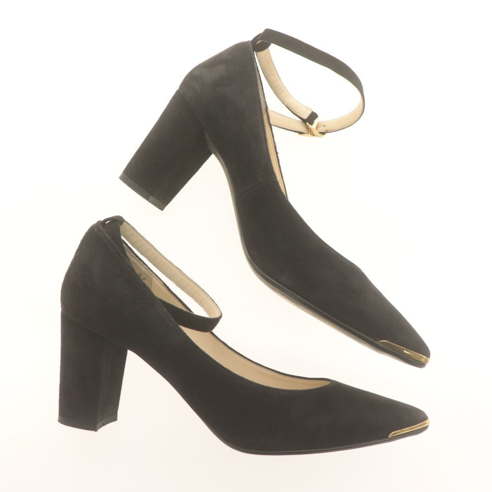 ■ アダムエロペ パンプス 靴 ストラップ ヒール レディース 24.0cm ブラック ゴールド 箱付き