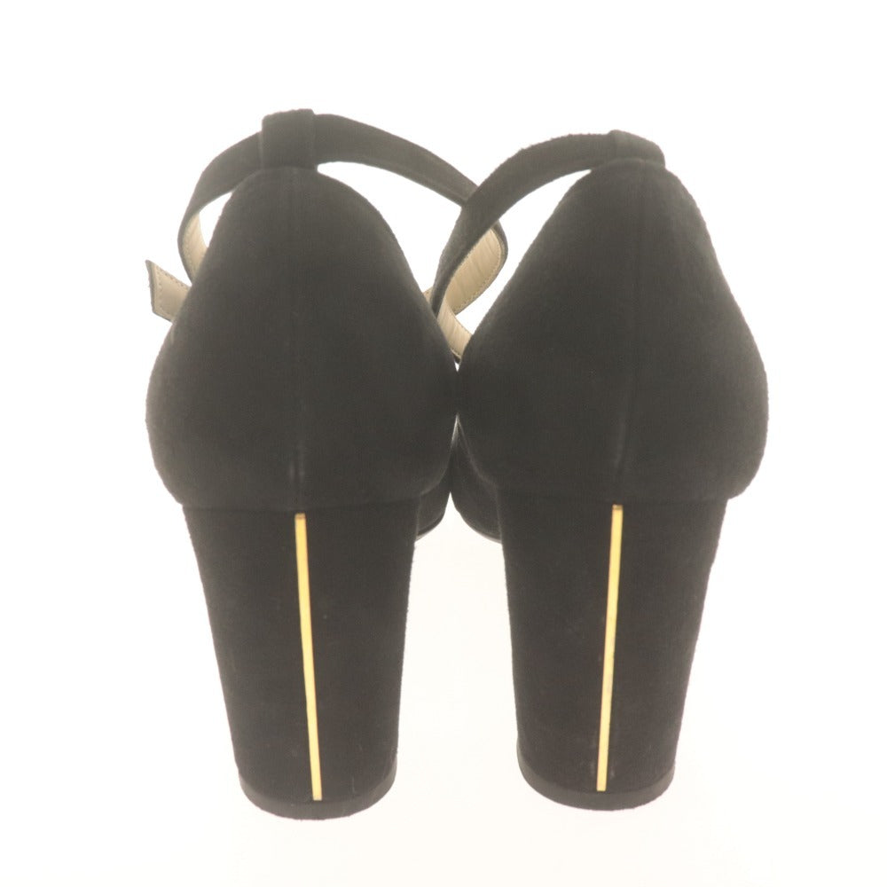 ■ アダムエロペ パンプス 靴 ストラップ ヒール レディース 24.0cm ブラック ゴールド 箱付き