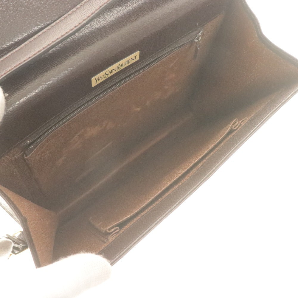 ■ Yves Saint Laurent イヴサンローラン ショルダーバッグ 鞄 革 レザー Yデザイン ヴィンテージ メンズ レディース ダークブラウン