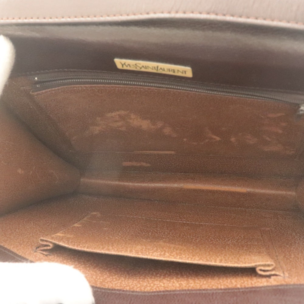■ Yves Saint Laurent イヴサンローラン ショルダーバッグ 鞄 革 レザー Yデザイン ヴィンテージ メンズ レディース ダークブラウン