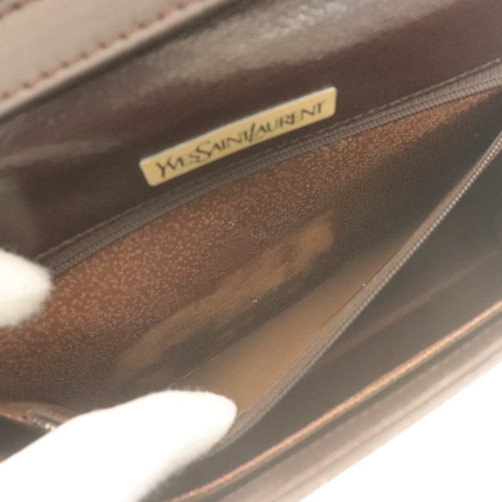 ■ Yves Saint Laurent イヴサンローラン ショルダーバッグ 鞄 革 レザー Yデザイン ヴィンテージ メンズ レディース ダークブラウン