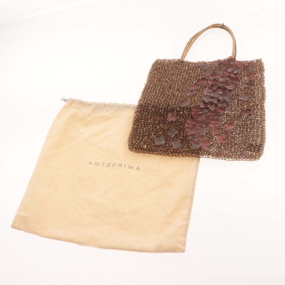 ■ Anteprima Wire Bag Handbag Flower Women's Gold Brown with Pouch