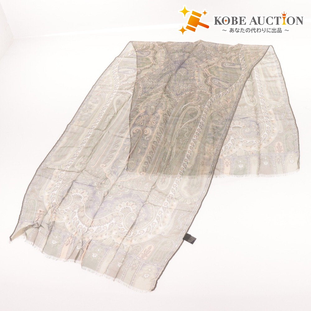 ■ エトロ スカーフ ファッション小物 ペイズリー レディース グリーン系 袋付き