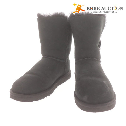 ■ アグ UGG ブーツ 靴 ベイリー ボタン ブリング スワロフスキー ラインストーン レディース 24cm ブラック 箱付き