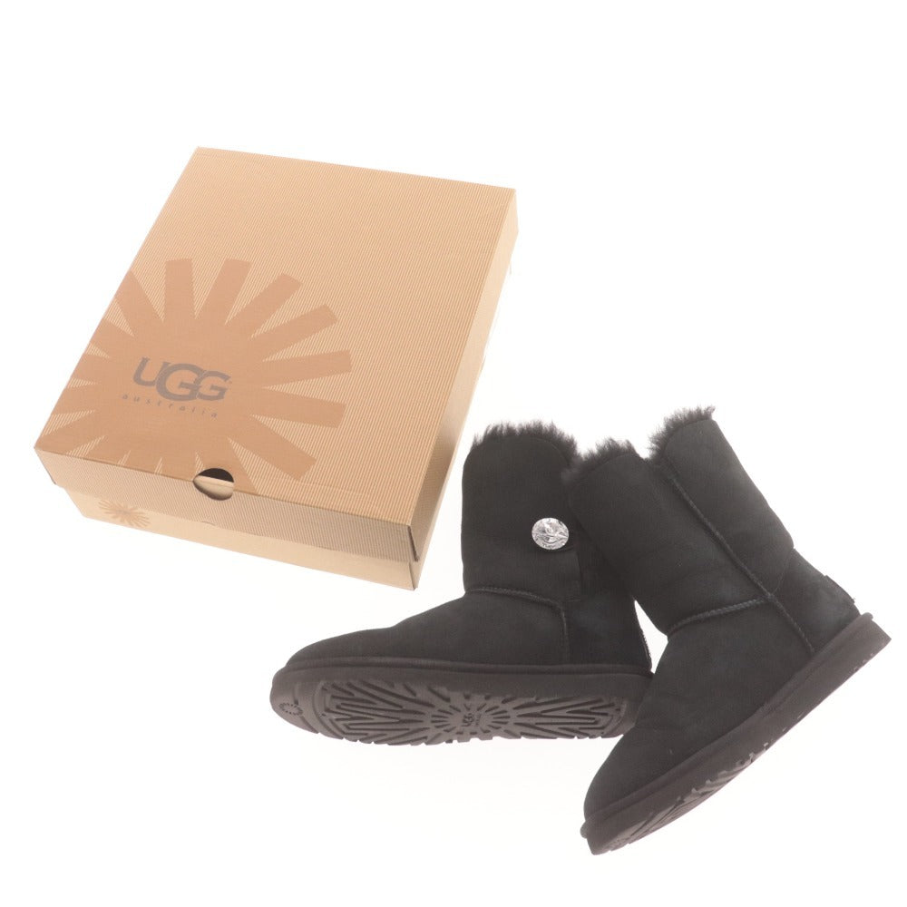 ■ アグ UGG ブーツ 靴 ベイリー ボタン ブリング スワロフスキー ラインストーン レディース 24cm ブラック 箱付き