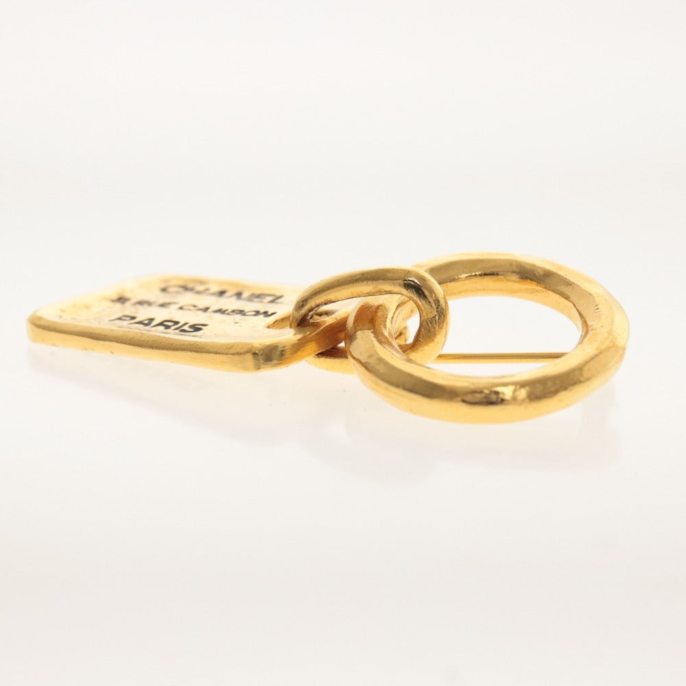 ■ CHANEL Brooch Accessory Cambon 31 Logo Plate Women's Gold with Box