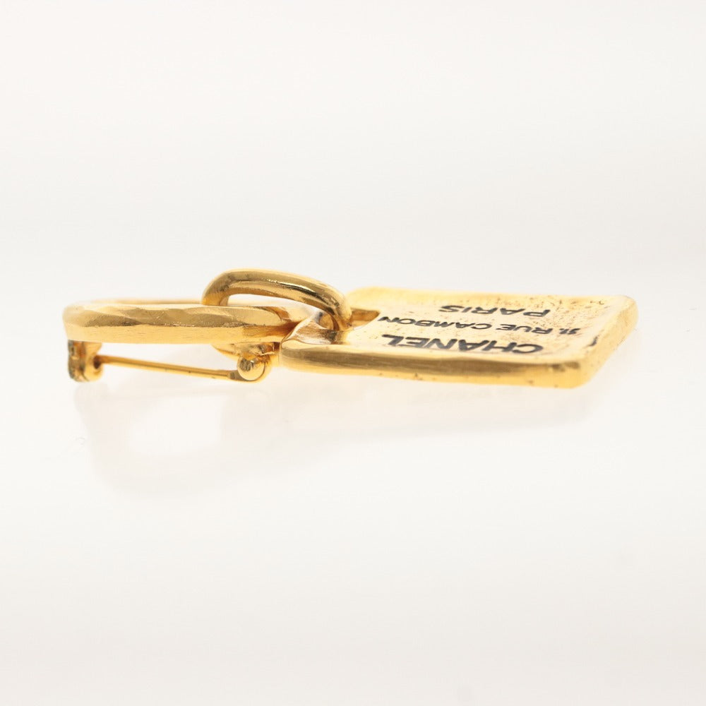 ■ CHANEL Brooch Accessory Cambon 31 Logo Plate Women's Gold with Box