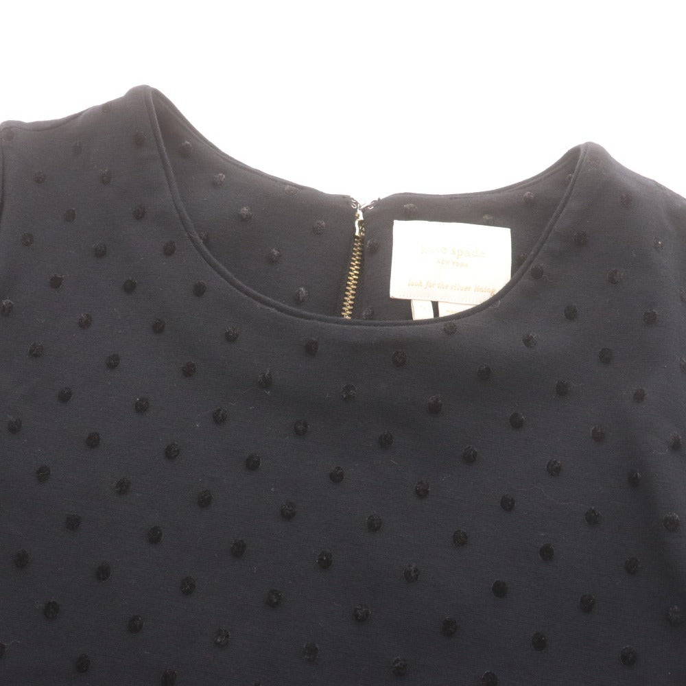 ■ ケイトスペード ワンピース ノースリーブ トップス ボトムス ドット ひざ丈 レディース S ブラック ベルト付き