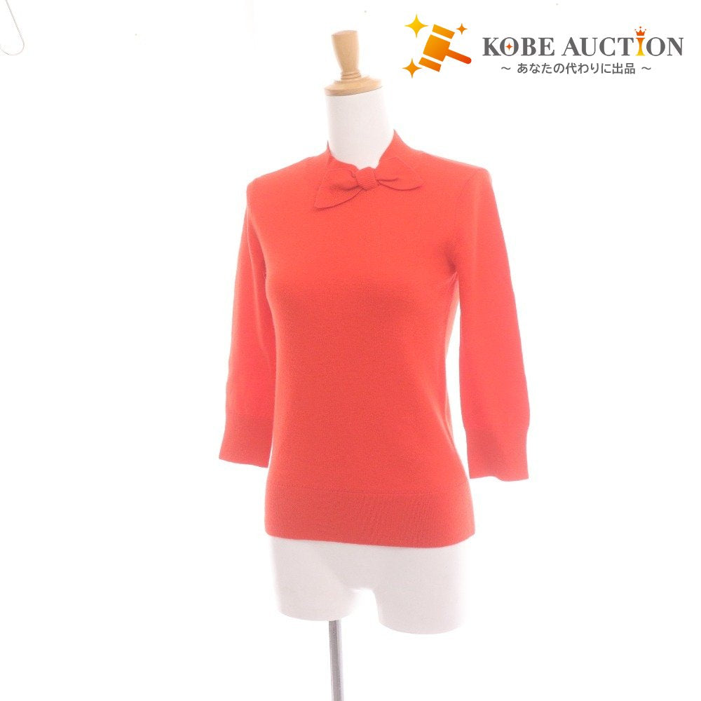 ■ ケイトスペード ニット セーター 長袖 トップス リボン レディース XS オレンジ