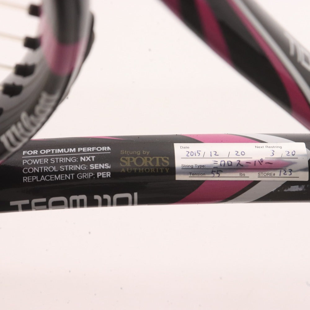■ ウィルソン テニスラケット TADAL TEAM 110L 硬式テニス G1 ホワイト ブラック パープル 袋付き