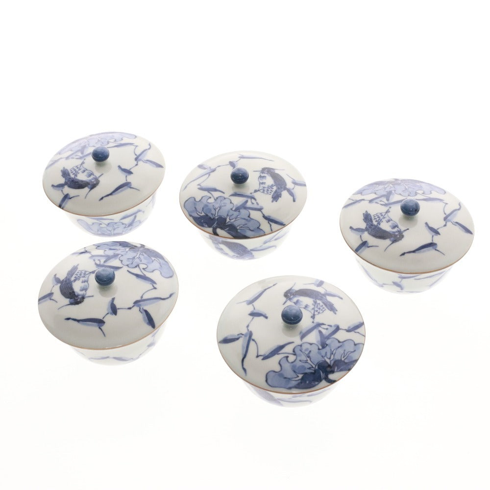 ■ 青華水鳥 龍泉造 お茶呑茶碗 湯呑 汲出し 和食器 セット まとめ売り 木箱付き 未使用