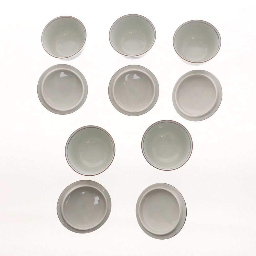 ■ 青華水鳥 龍泉造 お茶呑茶碗 湯呑 汲出し 和食器 セット まとめ売り 木箱付き 未使用