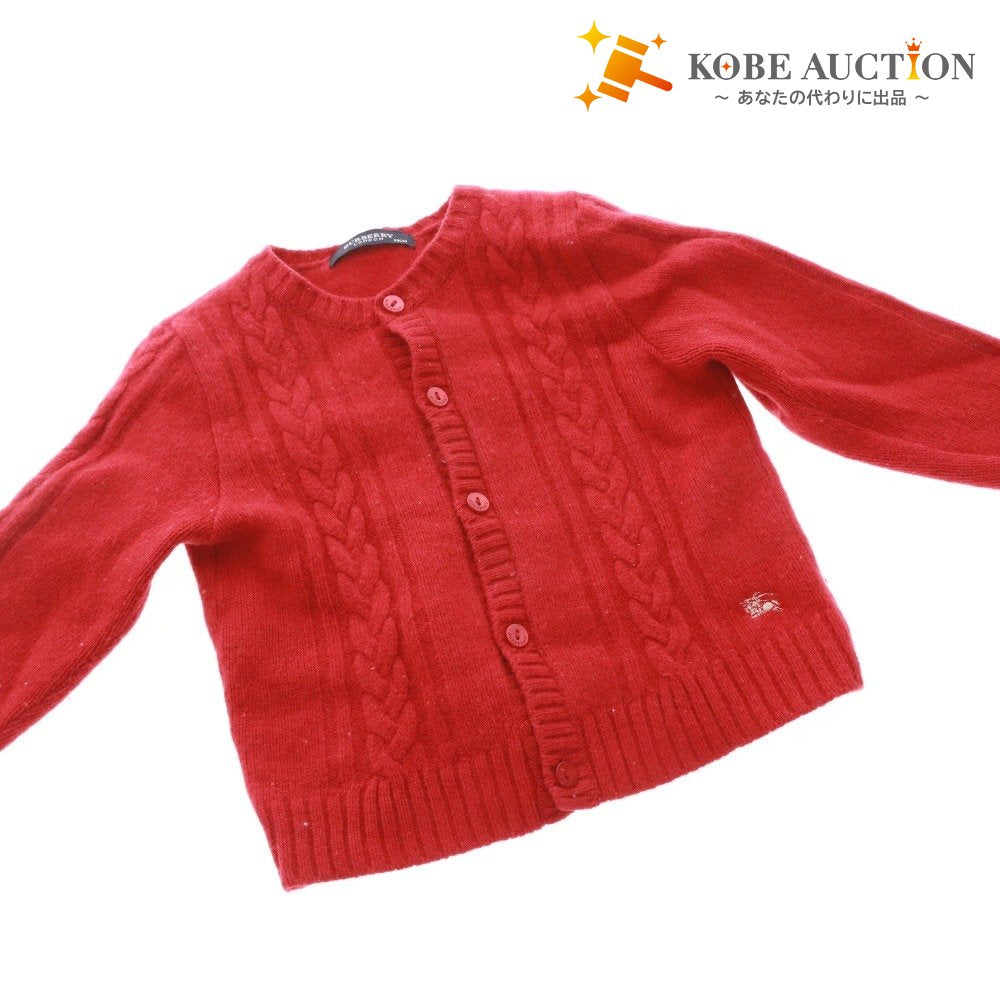 ■ バーバリー ロンドン ニットカーディガン 長袖 BB647-265-16 トップス キッズ 90 レッド