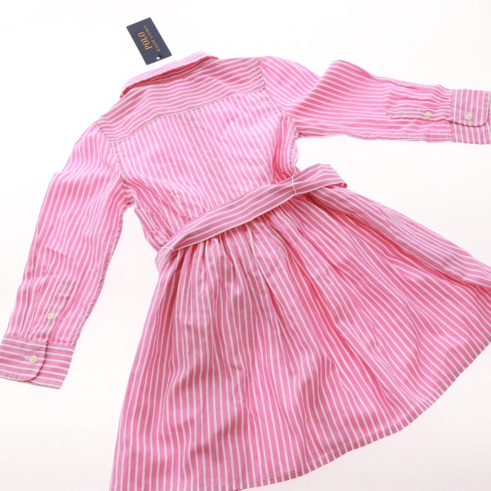 ■ ラルフローレン POLO シャツワンピース 長袖 トップス ボトムス ストライプ キッズ 3/3T(90-100相当） ピンク タグ付き 未使用