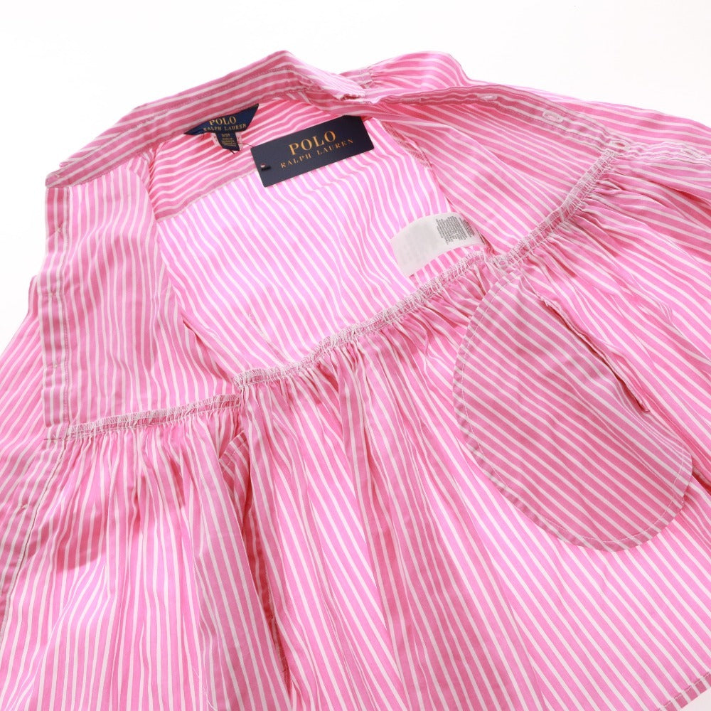 ■ ラルフローレン POLO シャツワンピース 長袖 トップス ボトムス ストライプ キッズ 3/3T(90-100相当） ピンク タグ付き 未使用