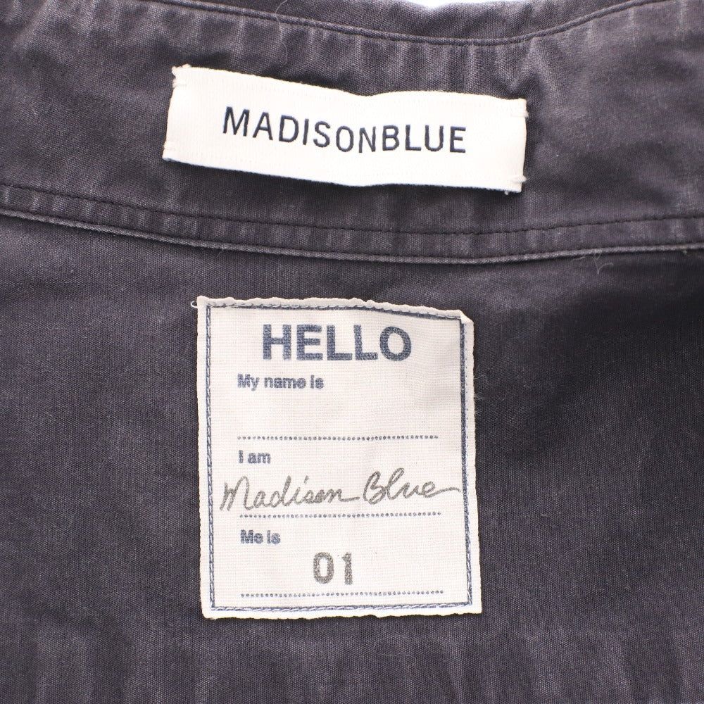 ■ MADISON BLUE マディソンブルー シャツ 長袖 トップス 無地 ボタン レディース S ダークグレー系