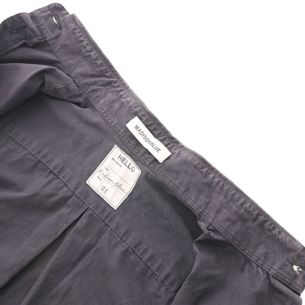■ MADISON BLUE マディソンブルー シャツ 長袖 トップス 無地 ボタン レディース S ダークグレー系